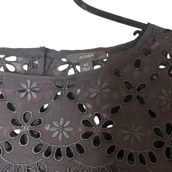 J Crew Bell Sleeve Dress in Embroidered Eyelet Black- Size 4T - Picture 7 of 16